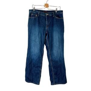 Eddie Bauer Plaid Lined Jeans Petite Straight Leg Denim